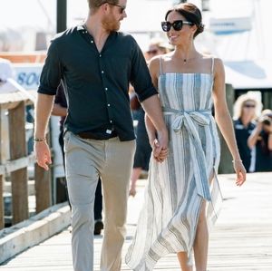 Reformation Pineapple Striped Linen Dress